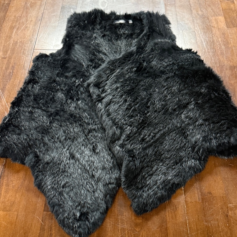 Neiman Marcus Luxe Black Rabbit Fur Vest